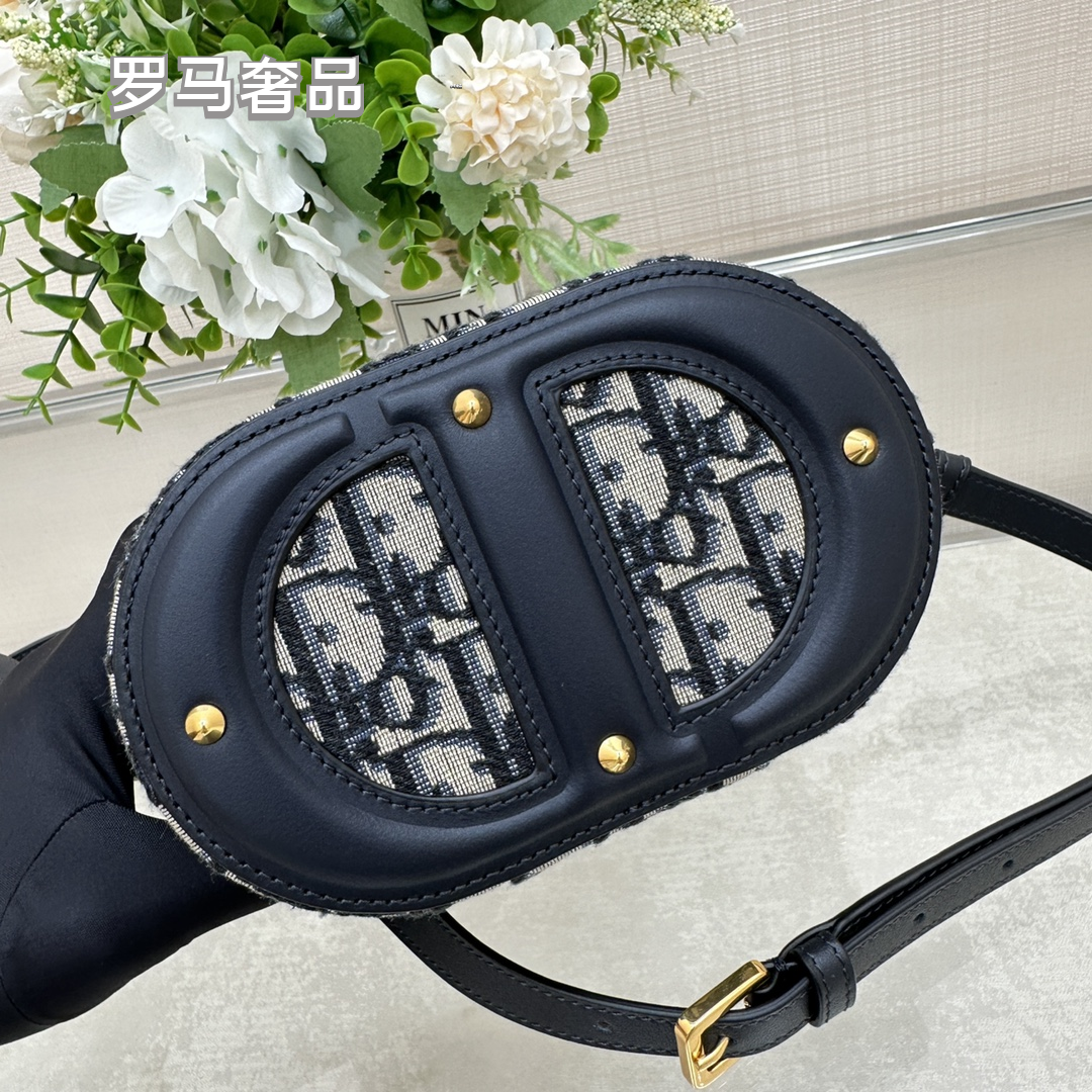 Dior Vintage Monogram Canvas Vanity Case Crossbody Bag with Top Handle