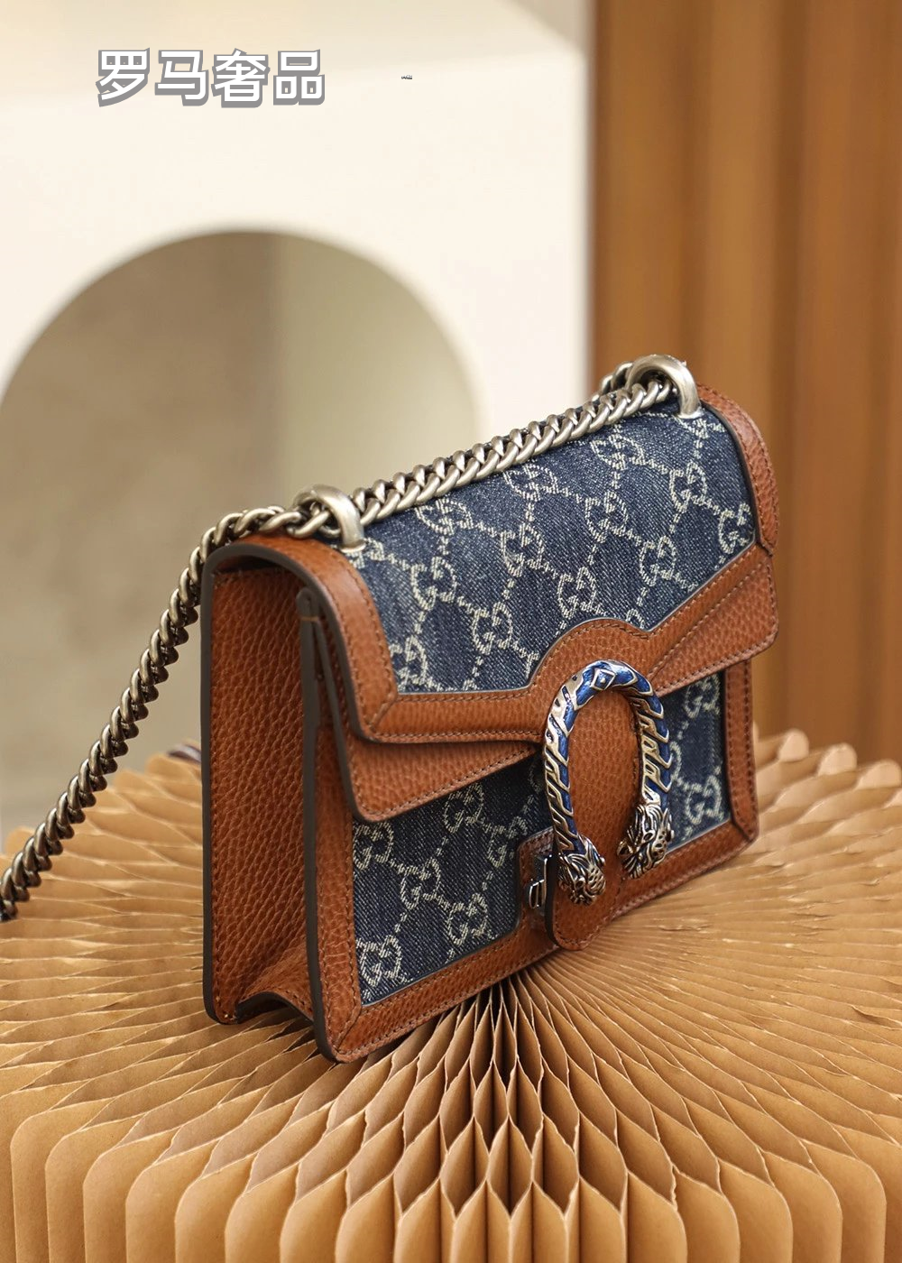 Gucci Dionysus Super Mini GG Denim Shoulder Bag - Blue/Brown