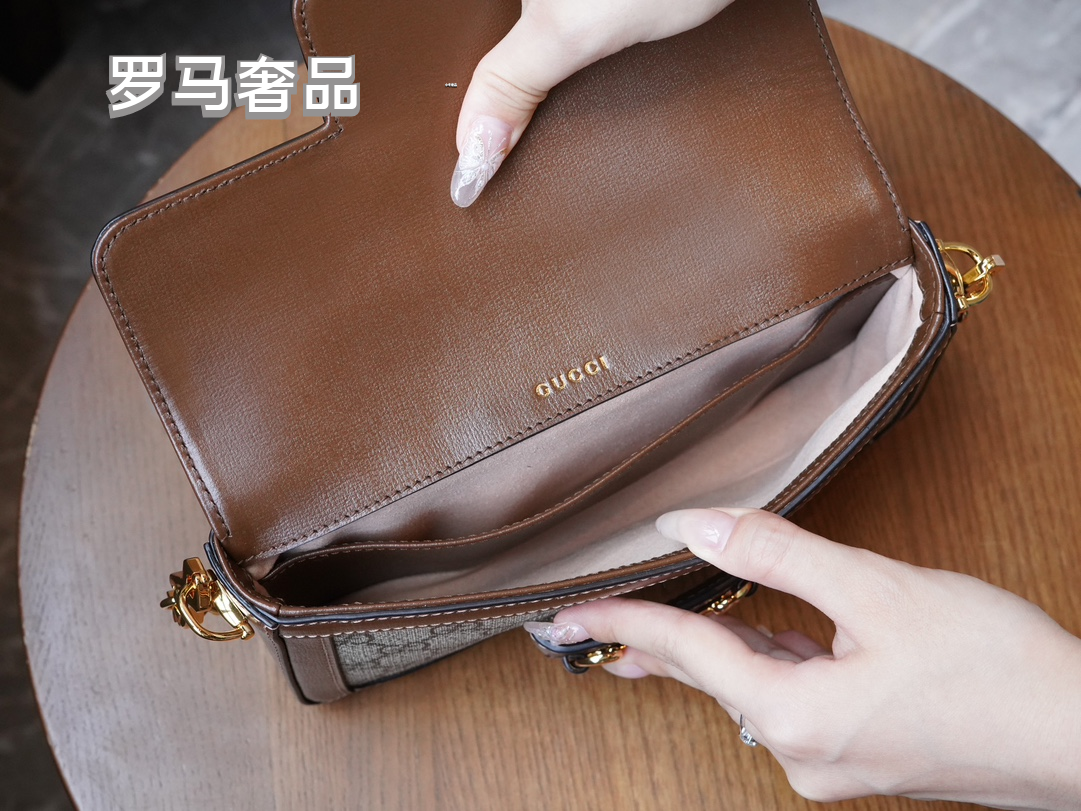 Gucci Vintage Monogram Shoulder Bag with Horsebit Detail and Chain Strap