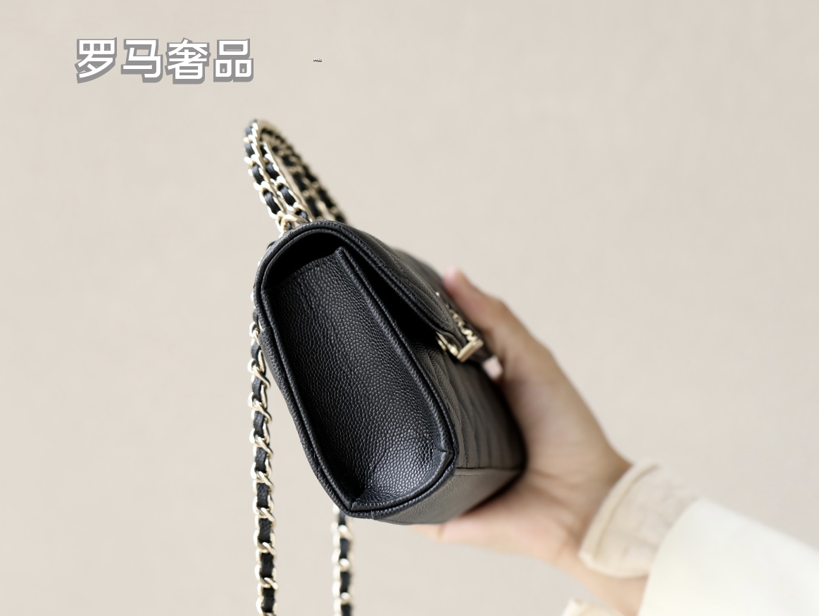 Black Quilted Leather Top Handle Clutch with Chain Shoulder Strap