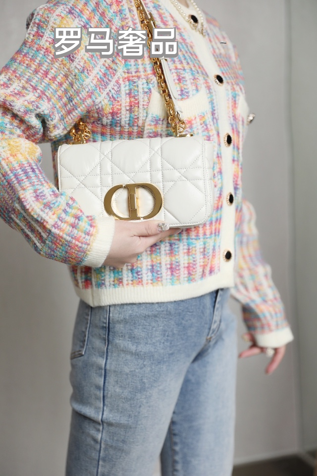 Christian Dior Caro Medium Bag Black Cannage Calfskin Gold Hardware