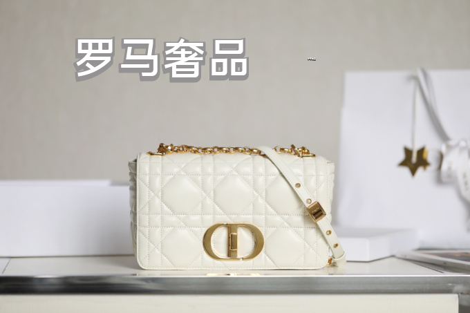 Christian Dior Caro Medium Bag Black Cannage Calfskin Gold Hardware