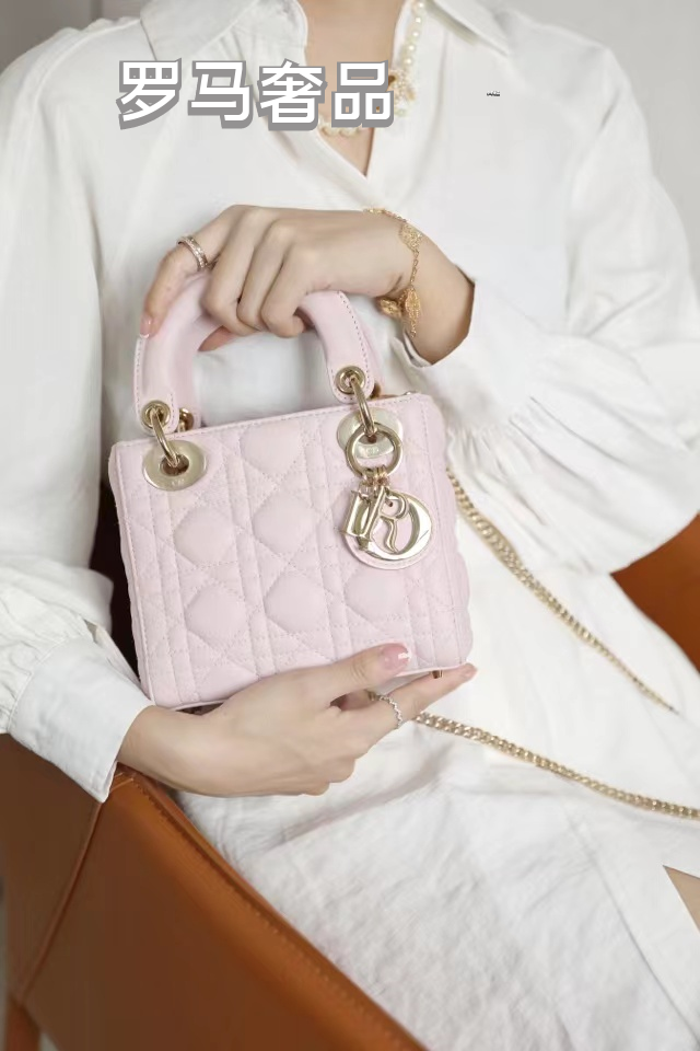 Micro Lady Dior Bag in Pink Lambskin with Heart-Motif Quilting