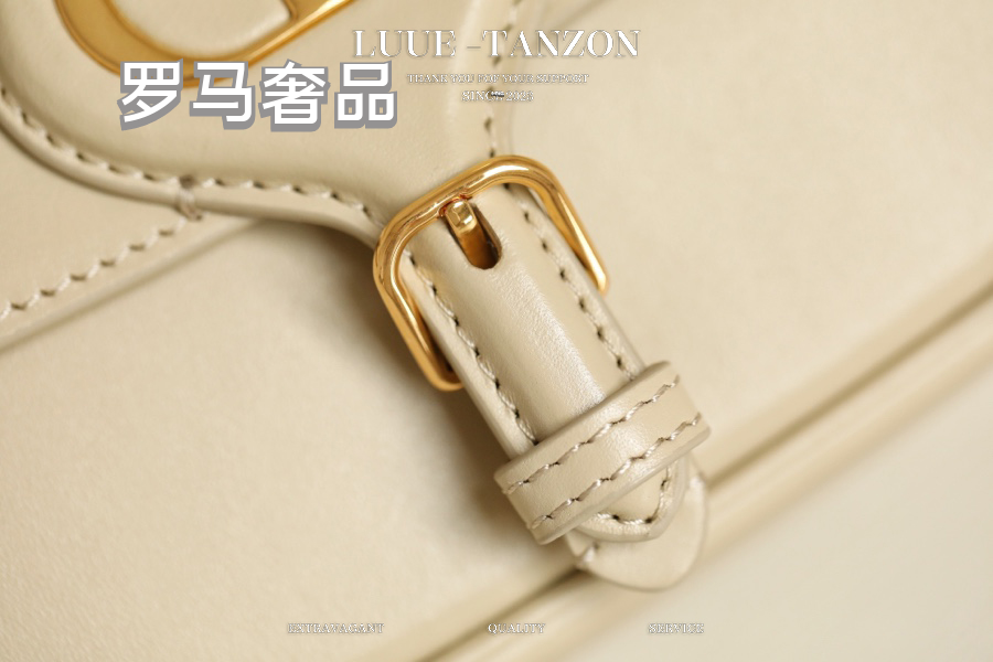 Dior Elegant Beige Leather Saddle Shoulder Bag with Adjustable Strap