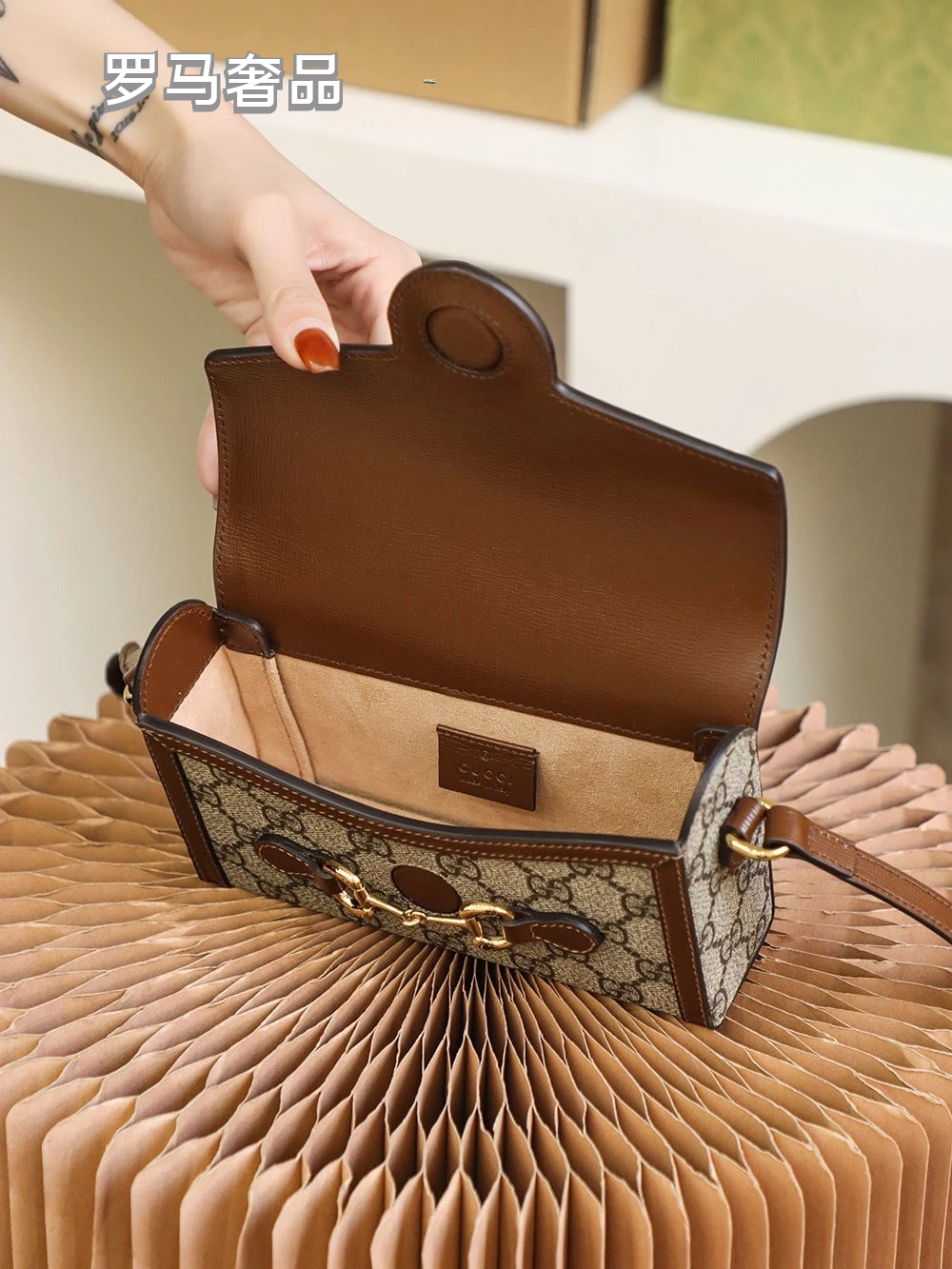 Gucci Classic Monogram Canvas Mini Crossbody Bag with Horsebit Hardware