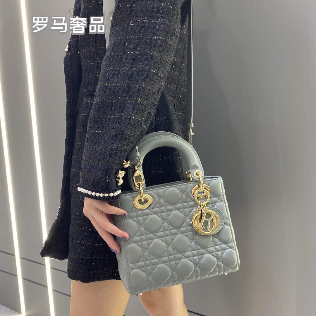 Dior Classic Beige Quilted Leather Top Handle Handbag with Gold Hardware