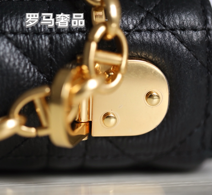 Dior Classic Black Quilted Leather Shoulder Bag with Gold Hardware