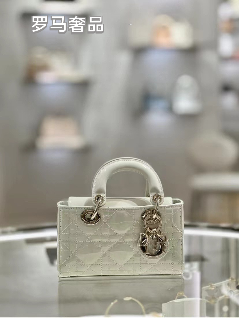 Lady Dior Joy Micro Bag - Cannage Lambskin & Patent Leather Handbags