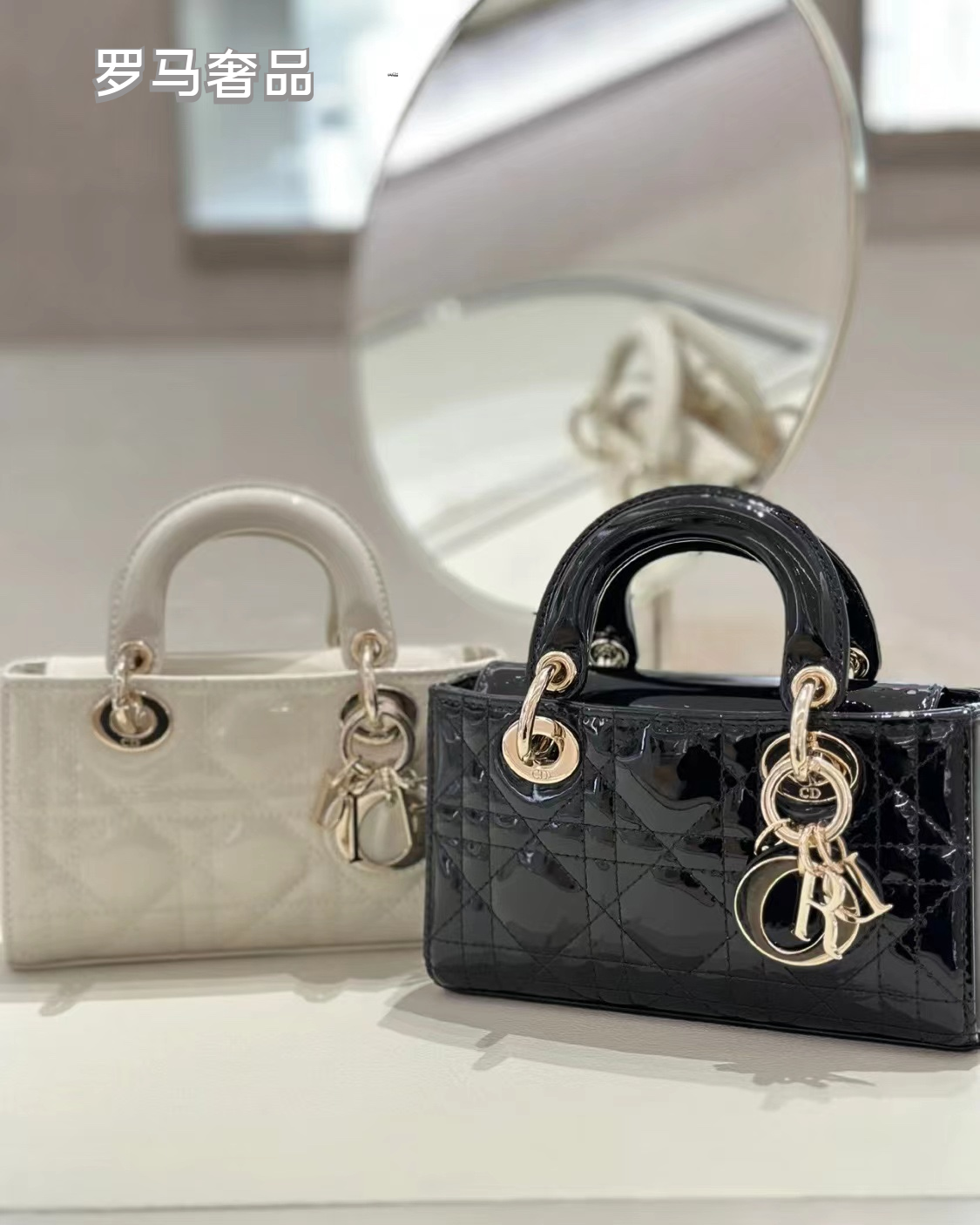 Lady Dior Joy Micro Bag - Cannage Lambskin & Patent Leather Handbags