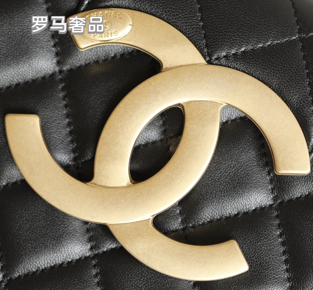Chanel Black Quilted Leather Flap Bag with Large Gold CC Logo