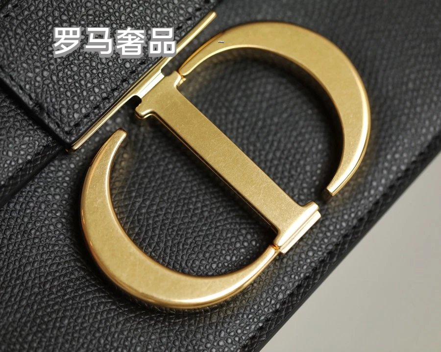 Dior Elegant Black Leather Shoulder Bag with Gold Chain Strap and Buckle