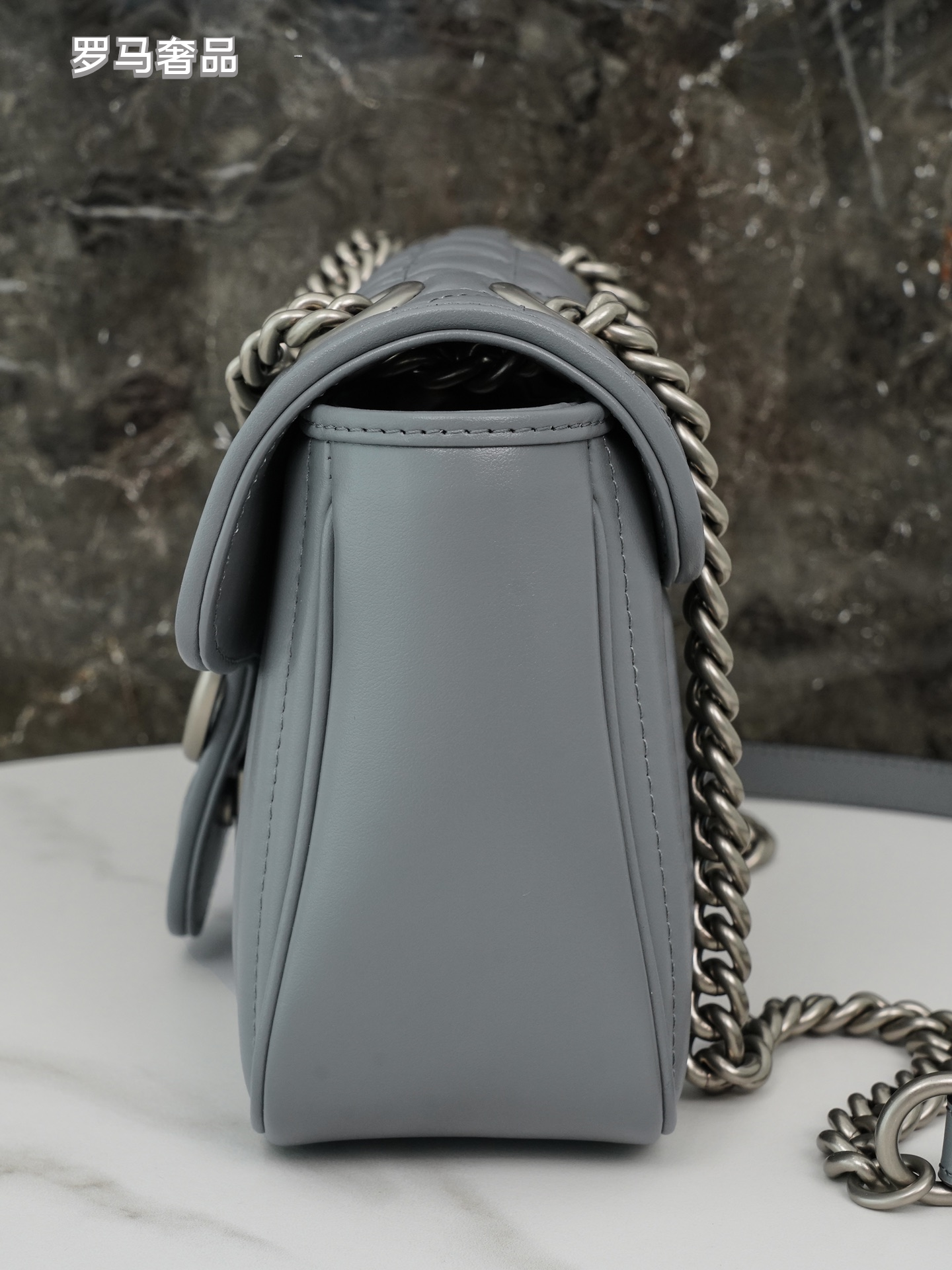 Gucci Black Quilted Leather Flap Shoulder Bag with Silver Chain Strap