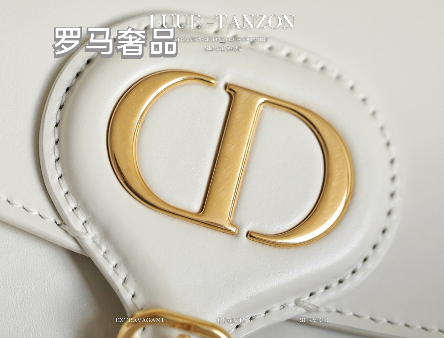 Dior Elegant White Leather Saddle Crossbody Bag with Gold Hardware