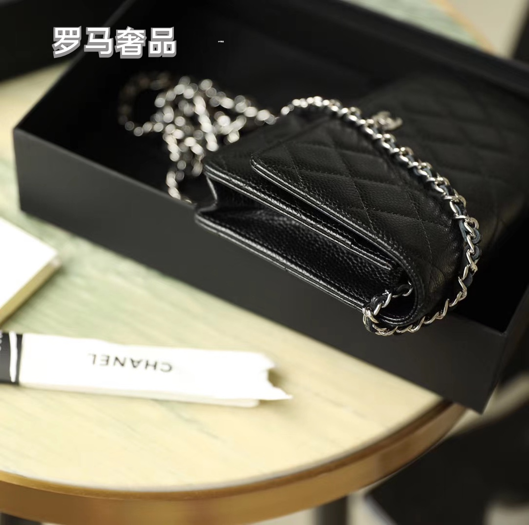 Chanel Classic Wallet on Chain - Black Quilted Lambskin Leather with Silver-Tone Hardware