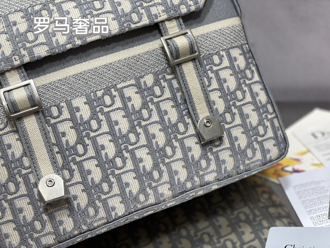 Dior Vintage Blue Monogram Jacquard Crossbody Messenger Bag