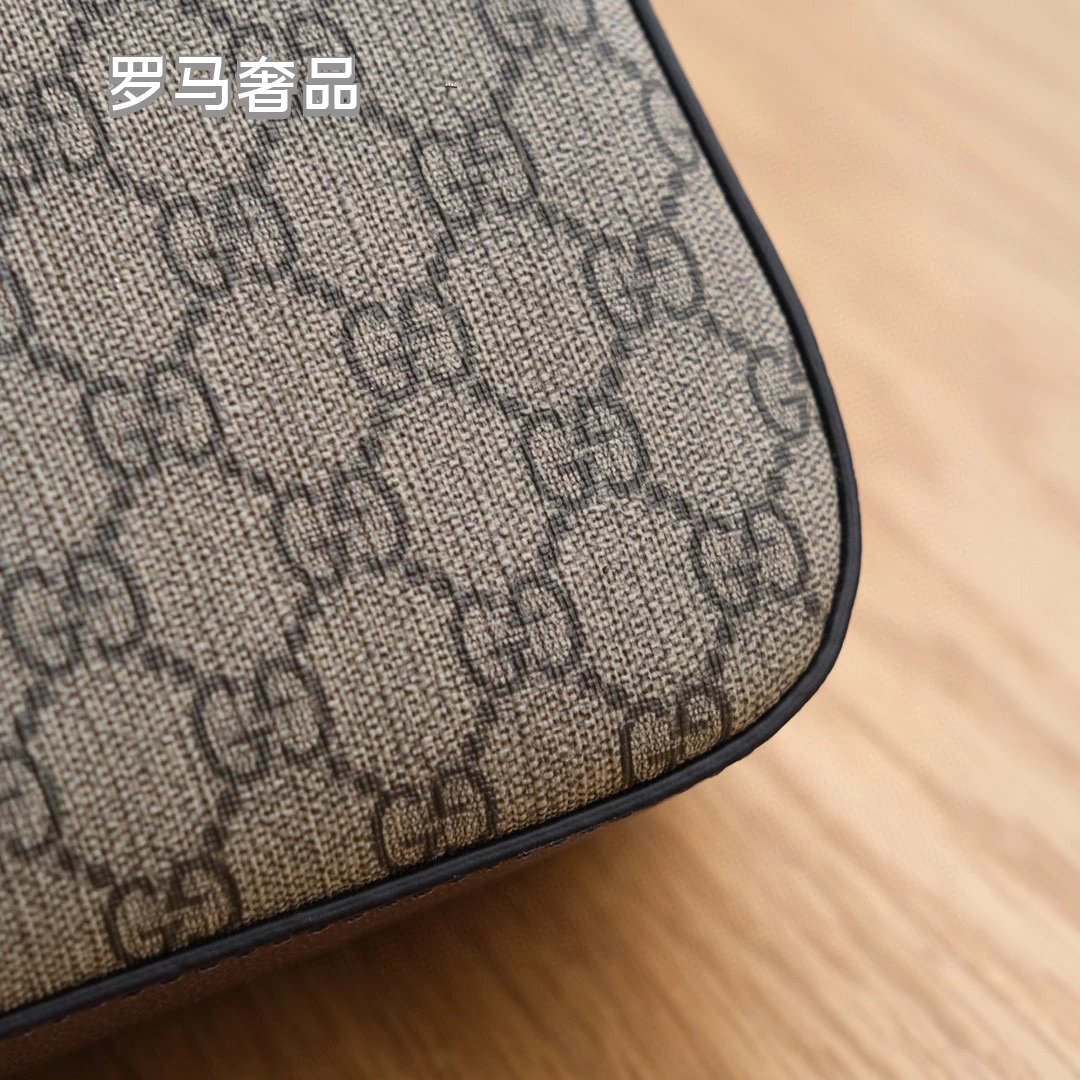 Gucci Retro Monogram Canvas Camera Crossbody Bag with Striped Strap