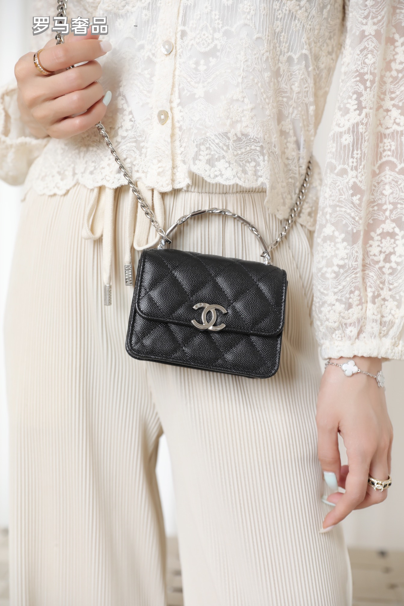 Chanel Mini Flap Bag with Top Handle Pink Quilted Lambskin