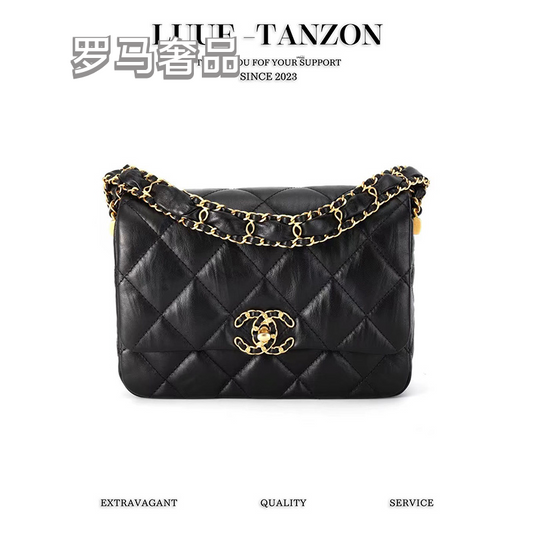 Chanel 19 Large Flap Bag - Black Quilted Lambskin Leather with Mixed Hardware