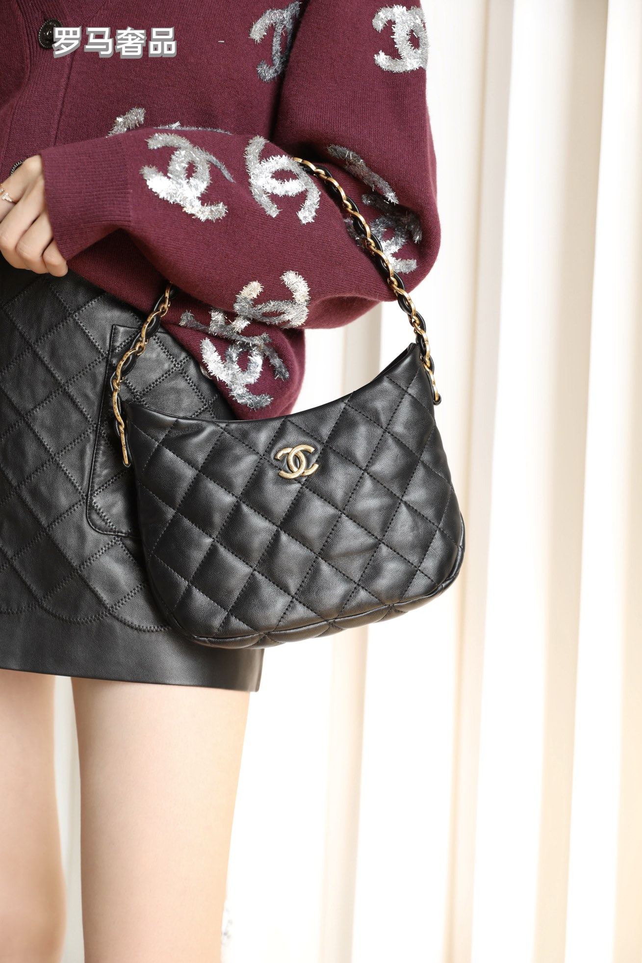 Chanel Small Hobo Bag - Black Quilted Lambskin with Gold-Tone Metal Hardware