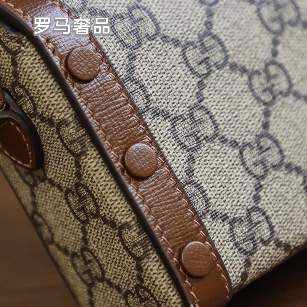 Gucci Classic Monogram Canvas Mini Crossbody Bag with Horsebit Hardware