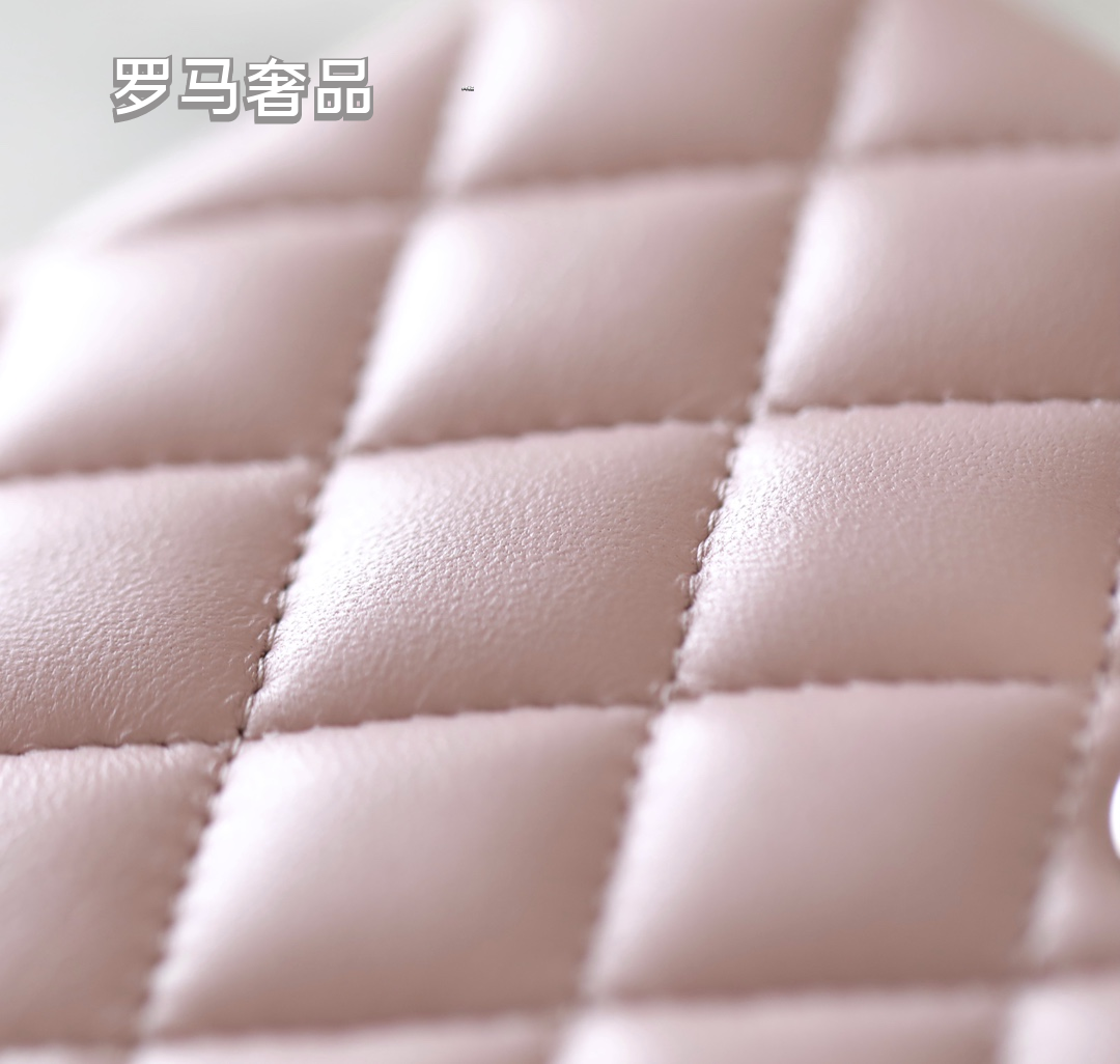 Chanel Mini Top Handle Flap Bag - Light Pink Quilted Lambskin Leather