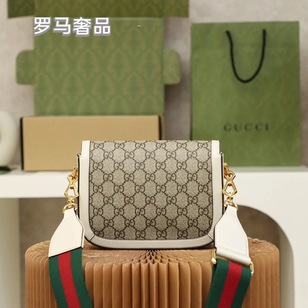 Gucci Horsebit 1955 Mini Shoulder Bag - GG Supreme Canvas &amp; Brown Leather