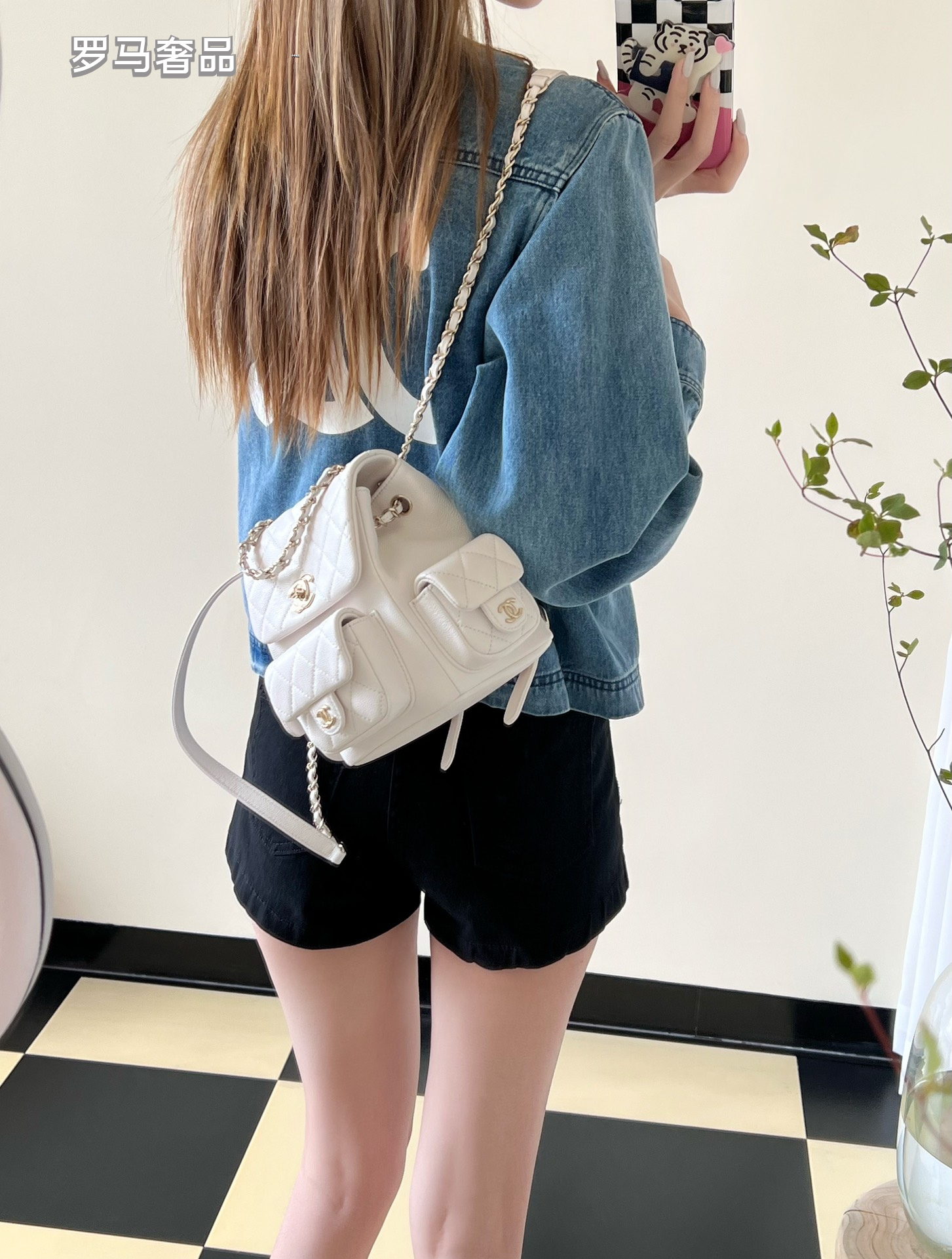 Chanel Quilted Grey Leather Backpack with Gold-Tone Hardware