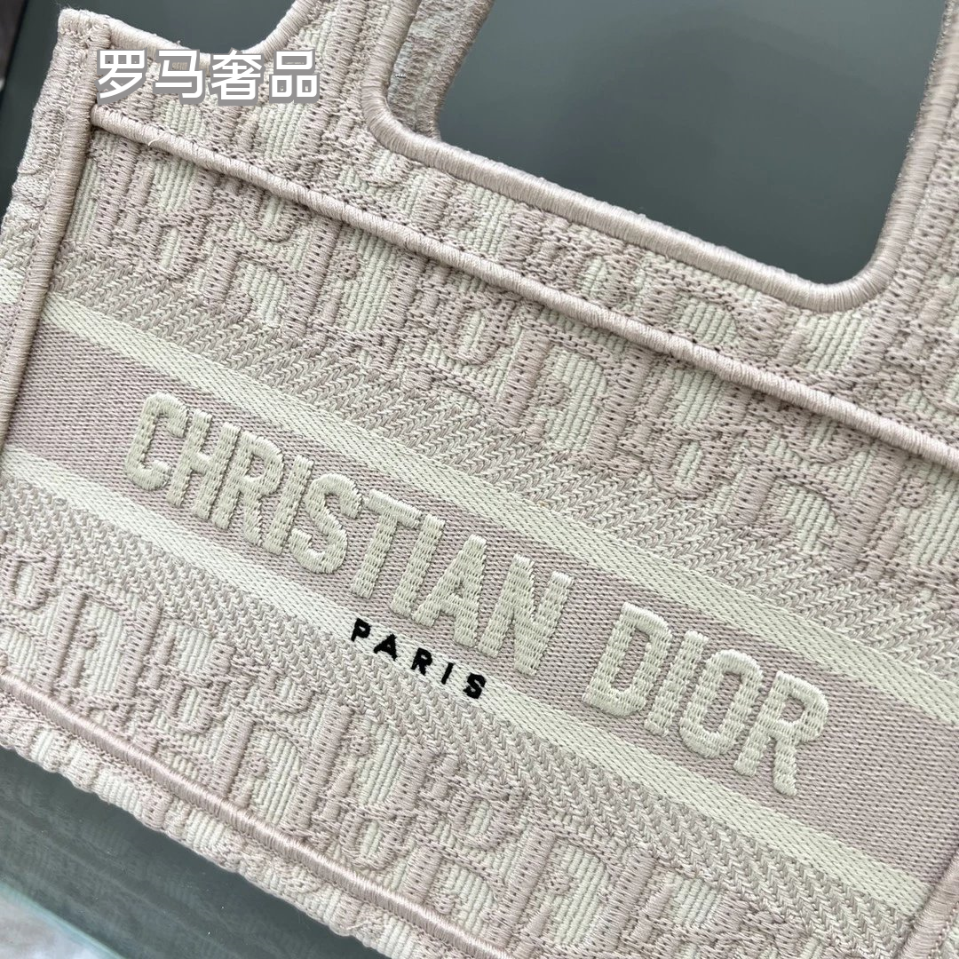 Christian Dior Blue Dior Oblique Embroidery Mini Book Tote