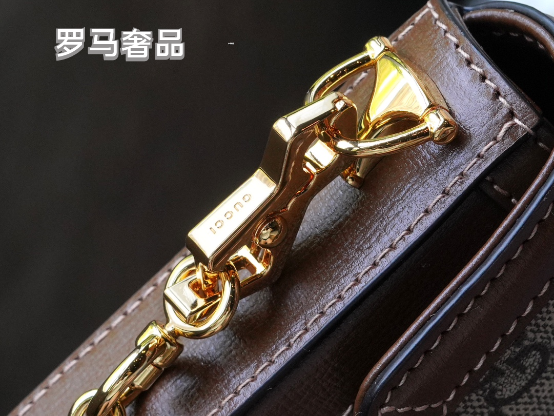 Gucci Vintage Monogram Shoulder Bag with Horsebit Detail and Chain Strap