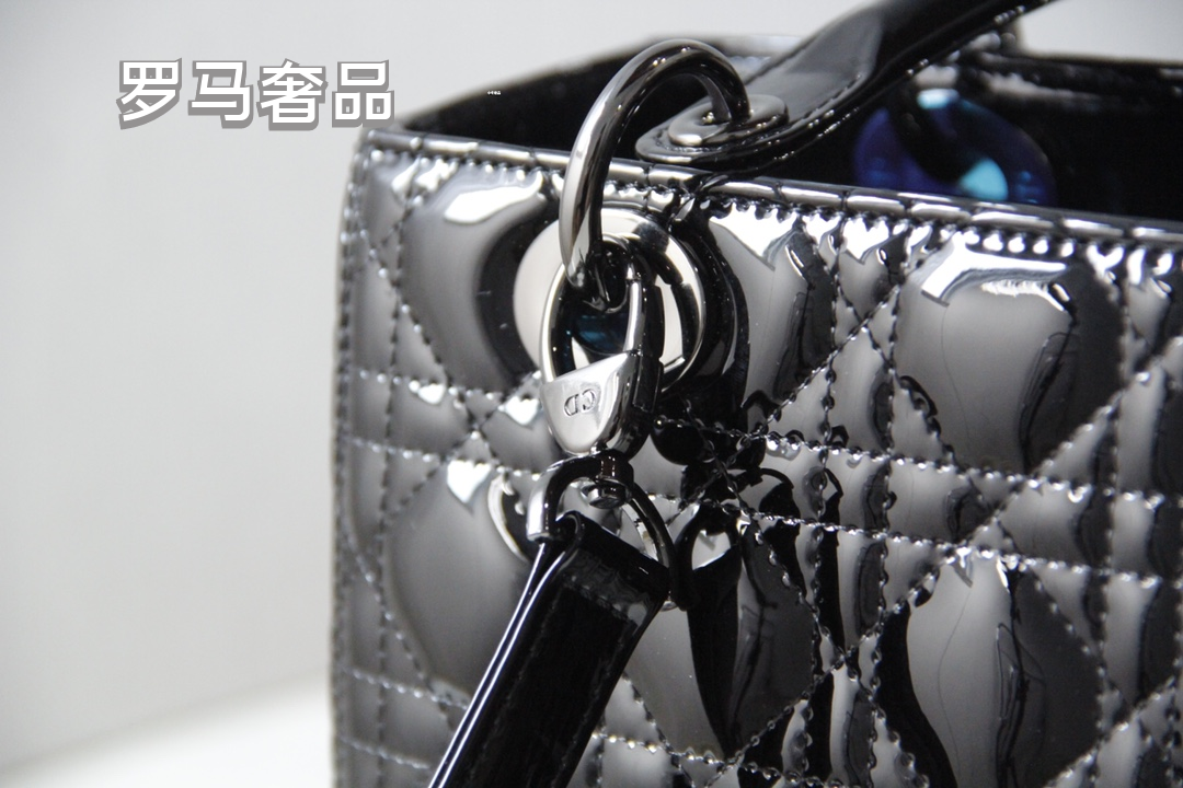 Dior Classic Black Quilted Leather Handbag with Top Handle and Gold Charms