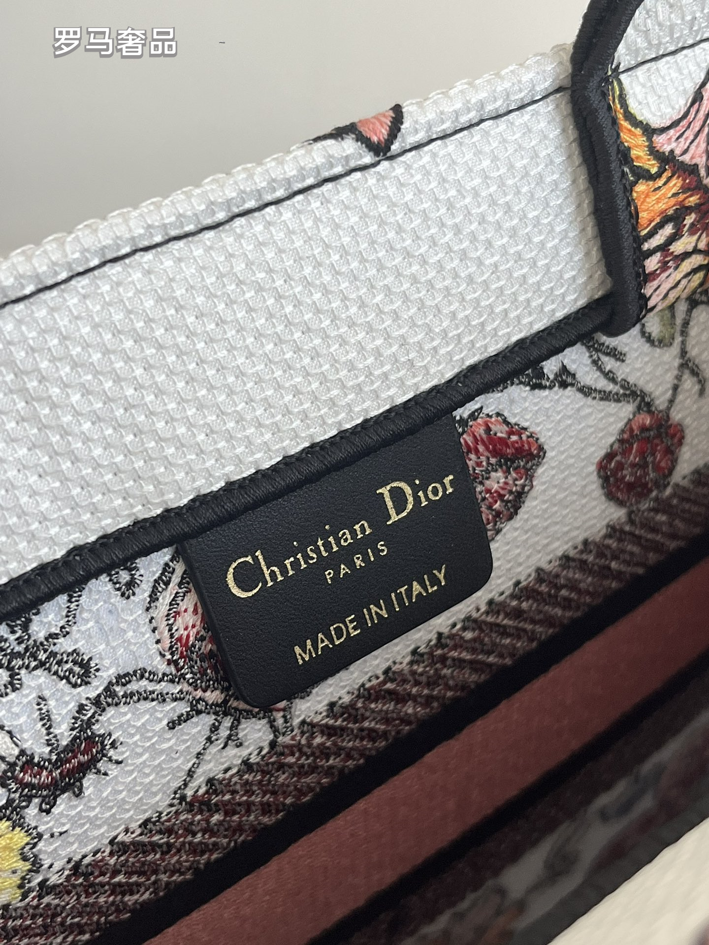 Dior Vintage Floral Embroidered Canvas Tote Bag Top Handle Handbag