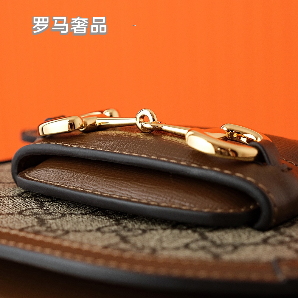 Gucci Vintage Monogram Canvas Saddle Crossbody Bag with Horsebit Detail