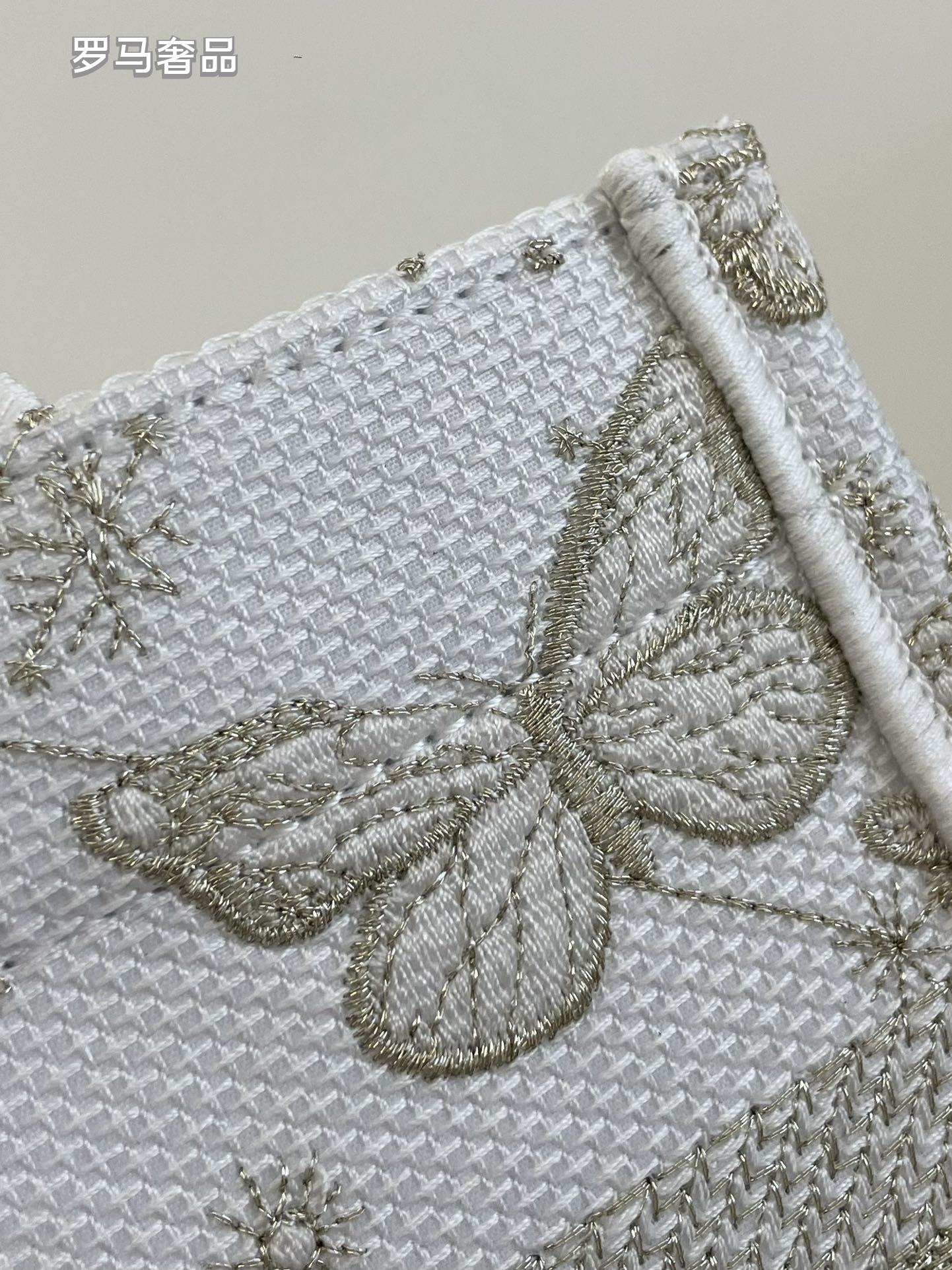 Dior Embroidered Butterfly Canvas Tote Bag Top Handle Handbag