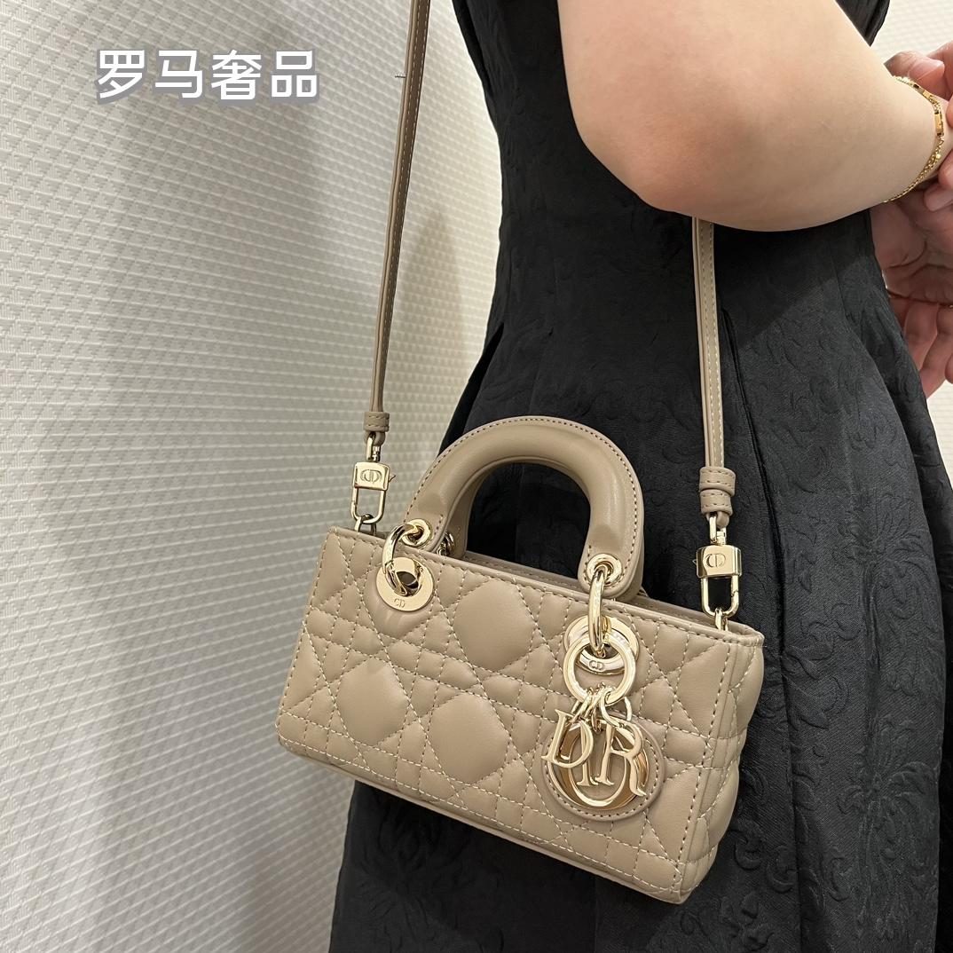 Dior White Quilted Leather Mini Top Handle Bag with Gold Chain Strap