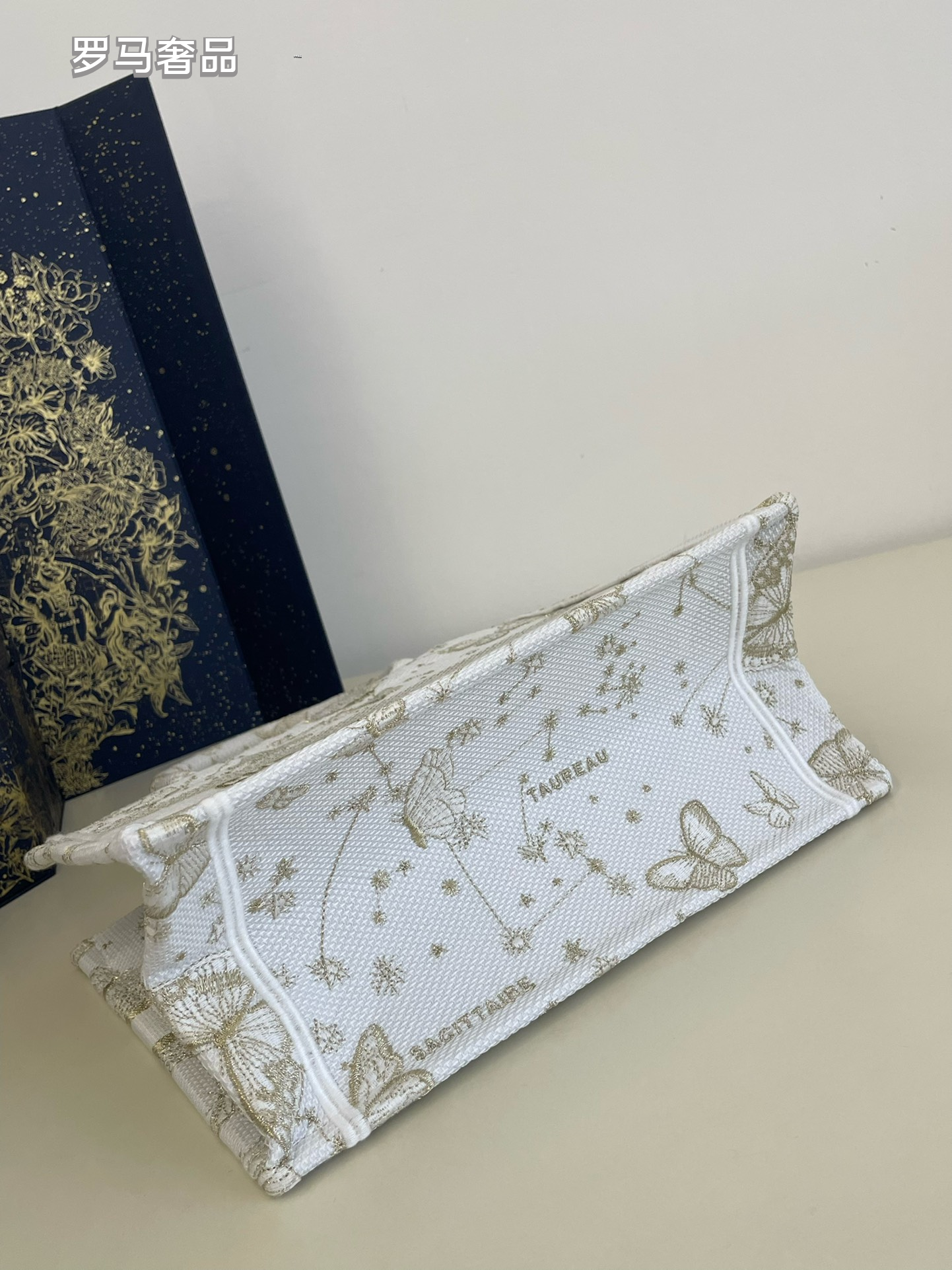 Dior Embroidered Butterfly Canvas Tote Bag Top Handle Handbag