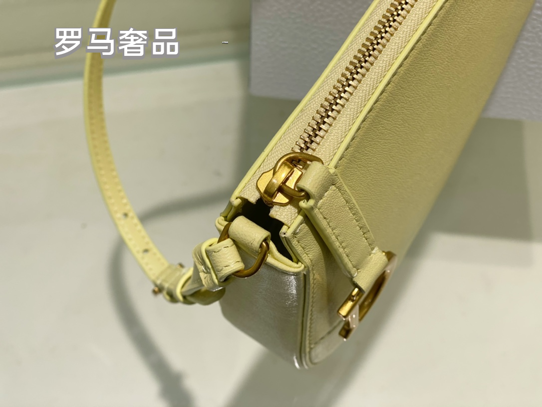 Dior Vintage Asymmetric Leather Saddle Shoulder Bag with Gold Letter Charm