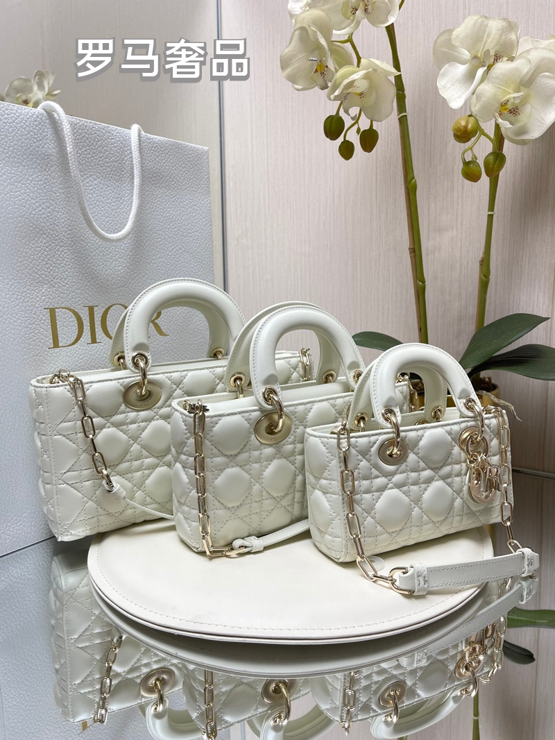 Dior Black Quilted Leather Handbag with Top Handle and Gold Chain Strap