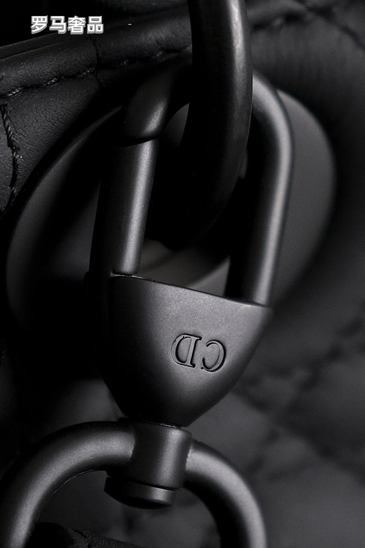 Lady Dior Style Ultra Matte Black Quilted Handbag with Shoulder Strap