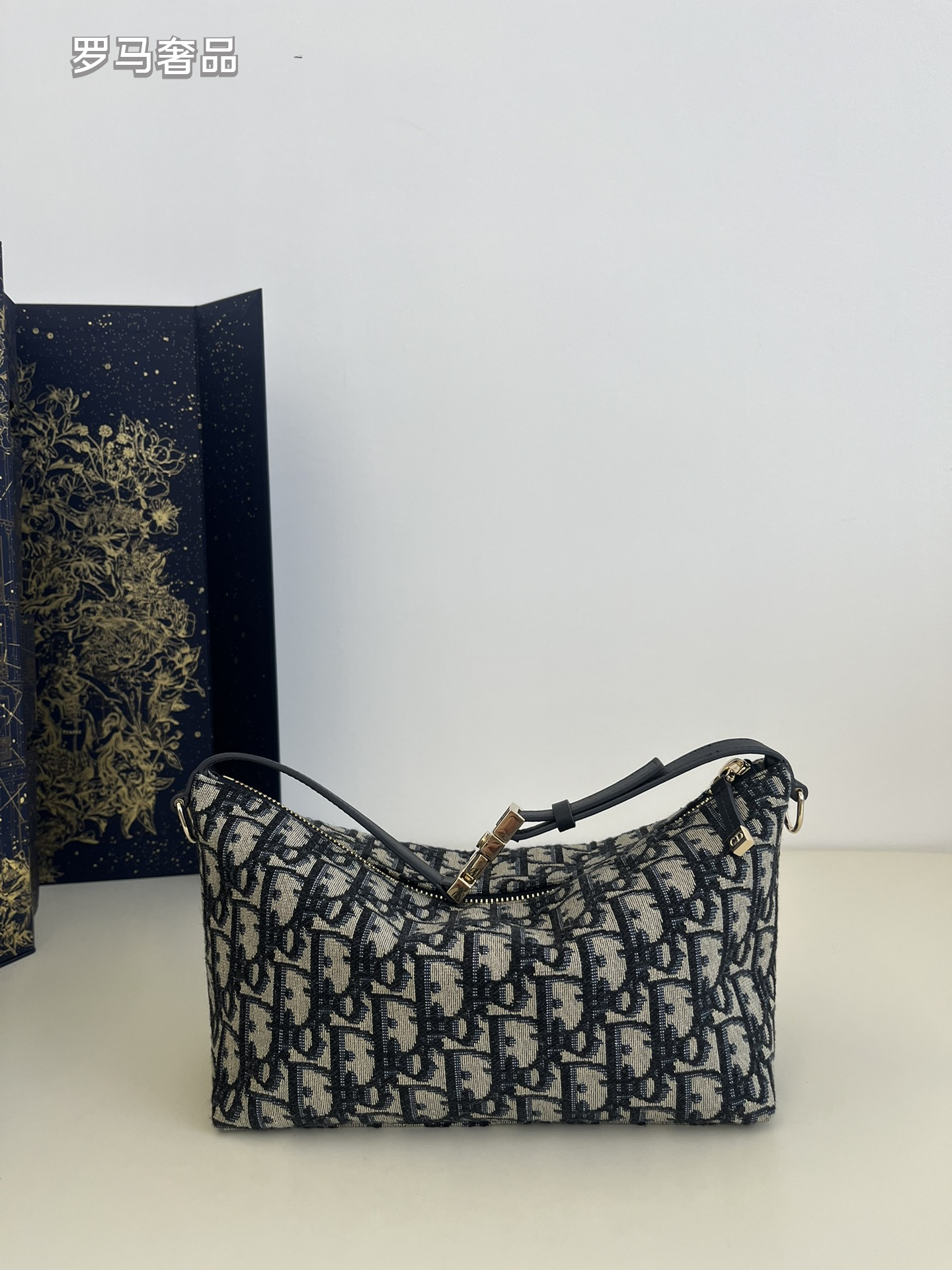 Dior Vintage Monogram Jacquard Shoulder Bag with Adjustable Strap
