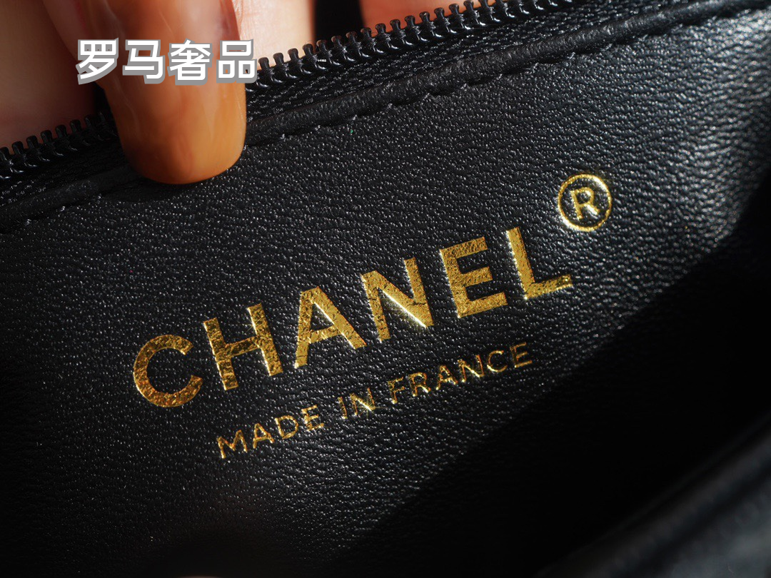 Chanel Medium Coco Handle Bag Black Quilted Caviar Leather Gold Hardware