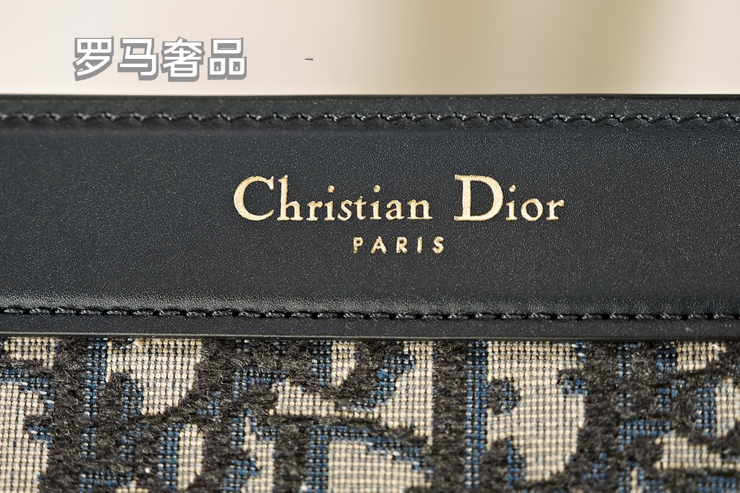 Dior Classic Monogram Print Canvas Shoulder Bag with Leather Trim