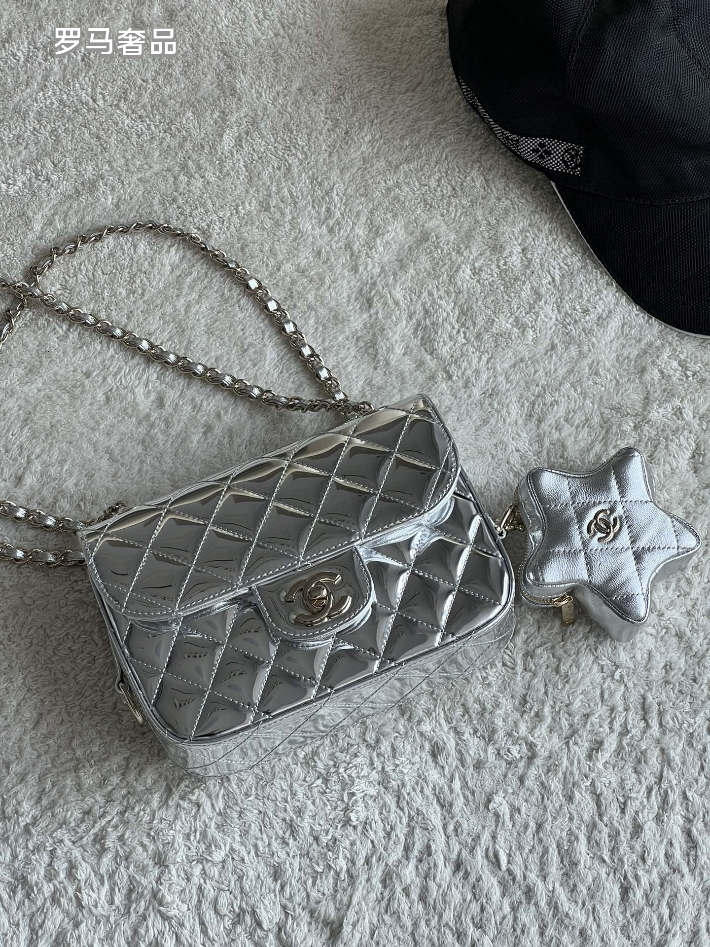 Chanel Metallic Gold Quilted Flap Bag with Star Charm