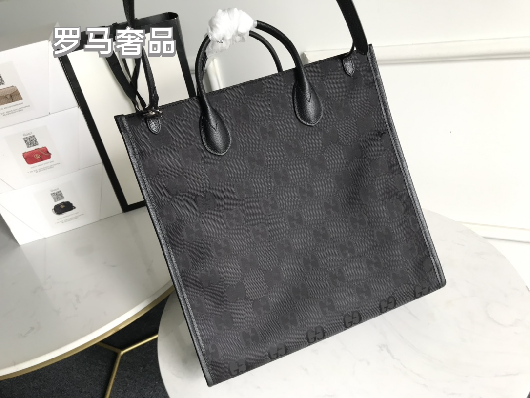 Gucci Off The Grid GG Monogram Nylon Tote Bag - Black