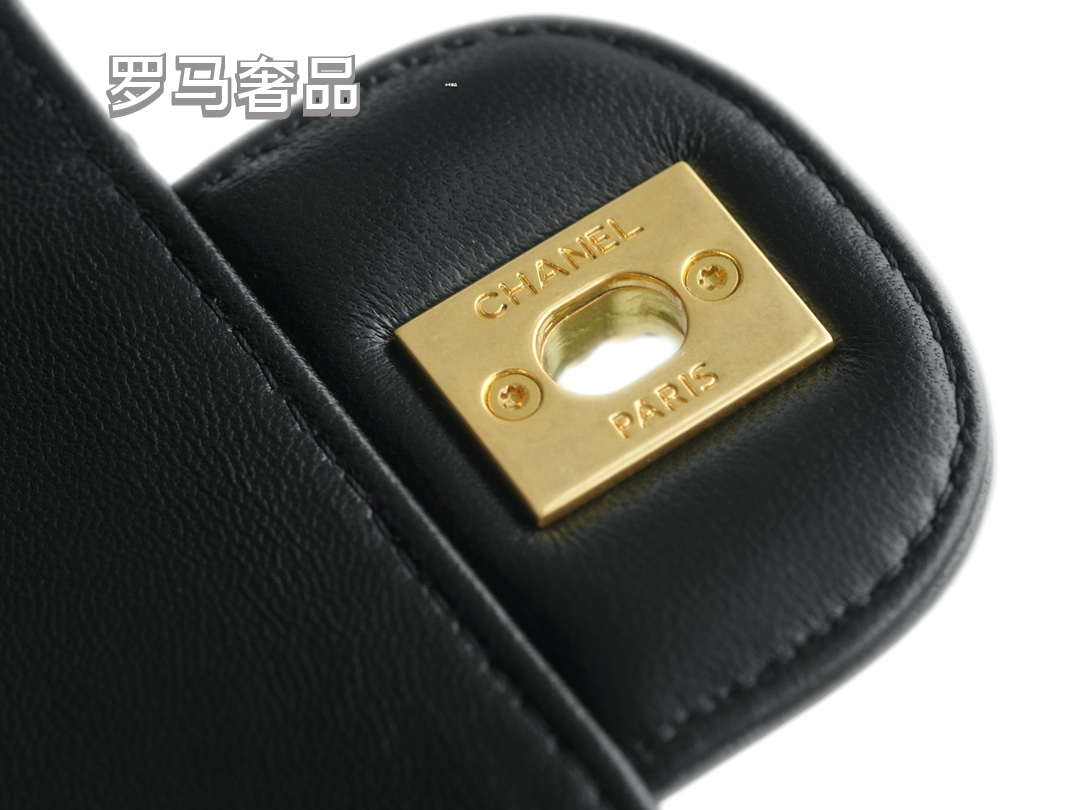 Women's Classic Quilted Black Flap Handbag with Gold-Tone Chain Details