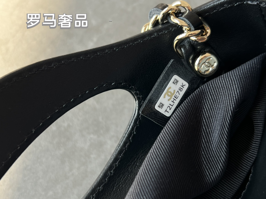 Chanel Black Leather Mini 31 Shopping Bag with Silver-Tone Chain