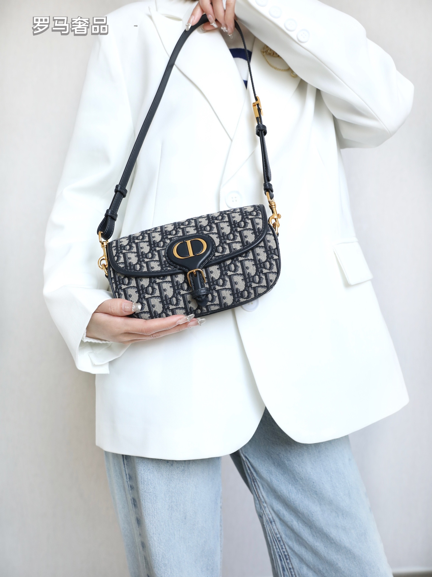 Dior Classic Blue Monogram Jacquard Flap Shoulder Saddle Bag