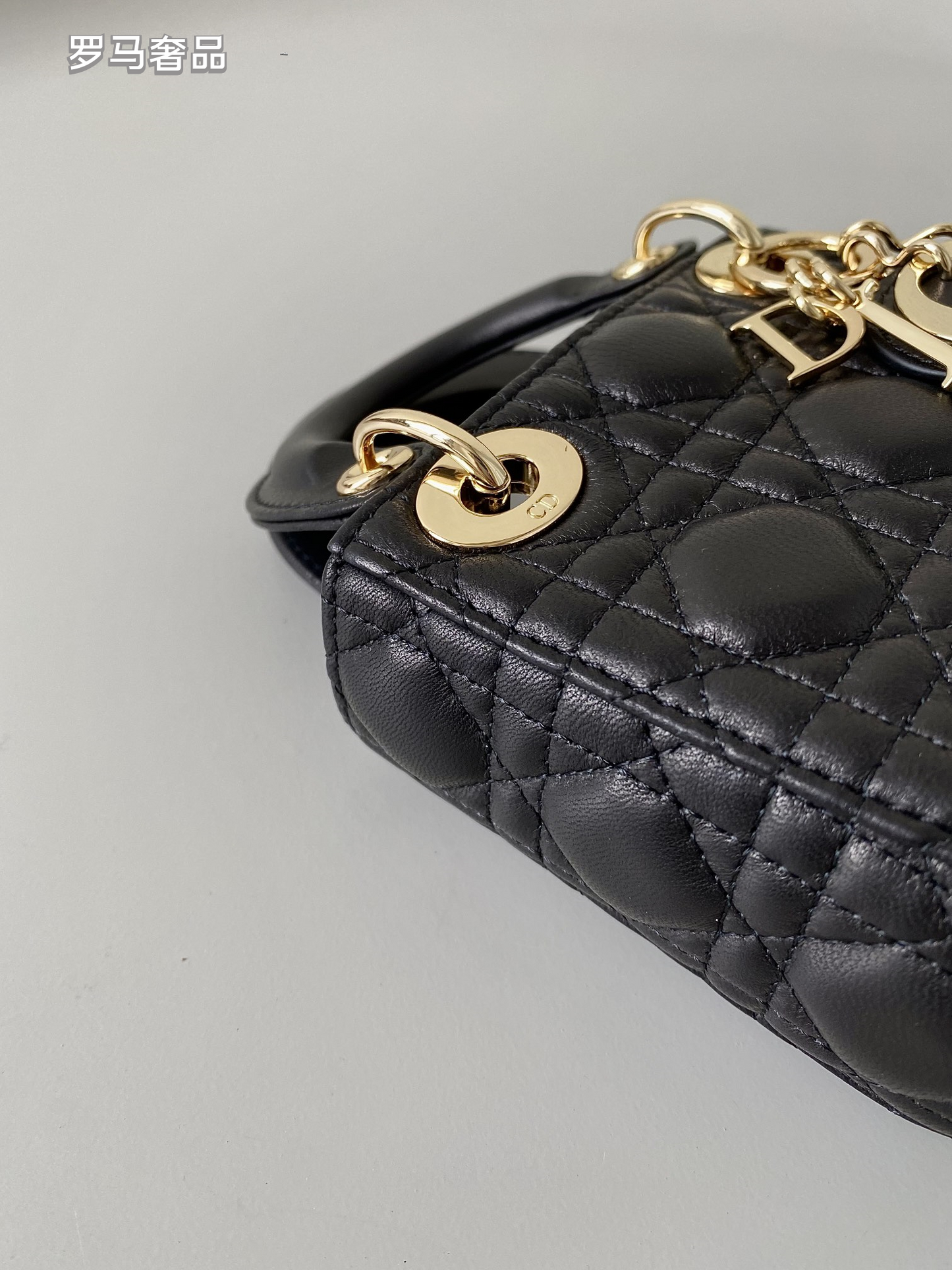 Dior Metallic Silver Quilted Micro Handbag Keychain and Bag Charm