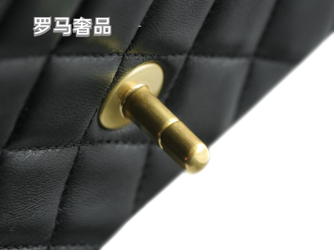 Women's Classic Quilted Black Flap Handbag with Gold-Tone Chain Details